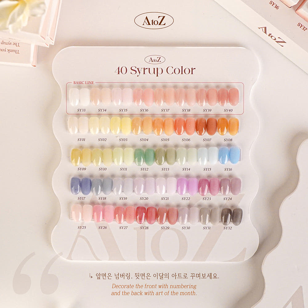 [AtoZ] Syrup Gel 40 Types Open Set Display Rack + Chart Board Included This Month's Art Gel Nail Nail