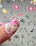 【AURA GLITTER / 受注販売(11月中旬前後納期)】Kitty Ribbon Nail Sticker