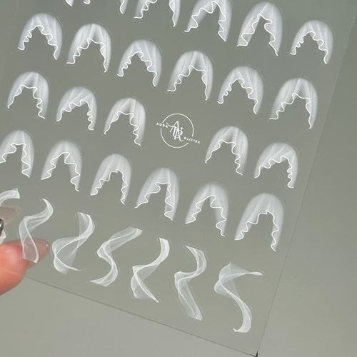 【AURA GLITTER / 受注販売(11月中旬前後納期)】[Self-made] Wedding Silhouette Nail Sticker Lace Chiffon