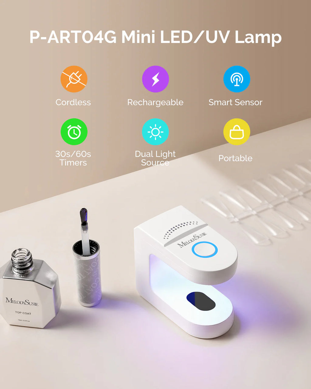 【Melody Susie / 受注販売(8月中旬前後納期)】P-ART04G Rechargeable Mini LED/UV Nail Art Lamp