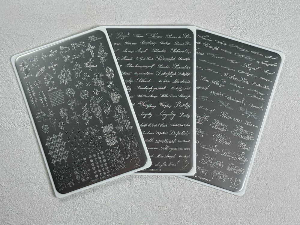 【A.Shining Moment / 受注販売(5月末前後納期)】Shining Lettering Plate 3-Piece Set / Nail Art Stamping Nail Plate Nail