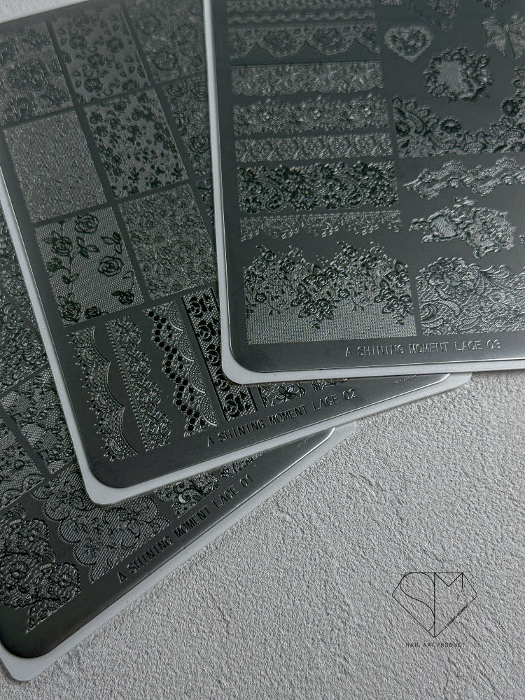 【A.Shining Moment / 受注販売(6月中旬前後納期)】Shining Lace Plate 3-Piece Set / Stamping Nail Plates, Nail Art