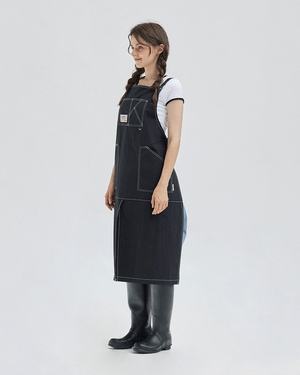 【K.BLANC / 受注販売(7月中旬前後納期)】(UNISEX)ポケットステッチエプロン POCKET STITCH APRON [ブラック]