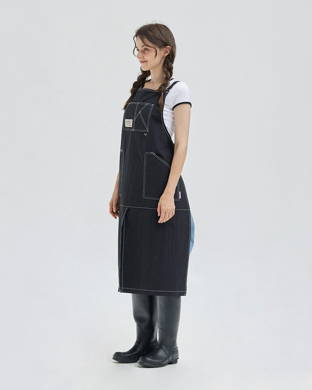 【K.BLANC / 受注販売(6月末前後納期)】(UNISEX)ポケットステッチエプロン POCKET STITCH APRON [ブラック]