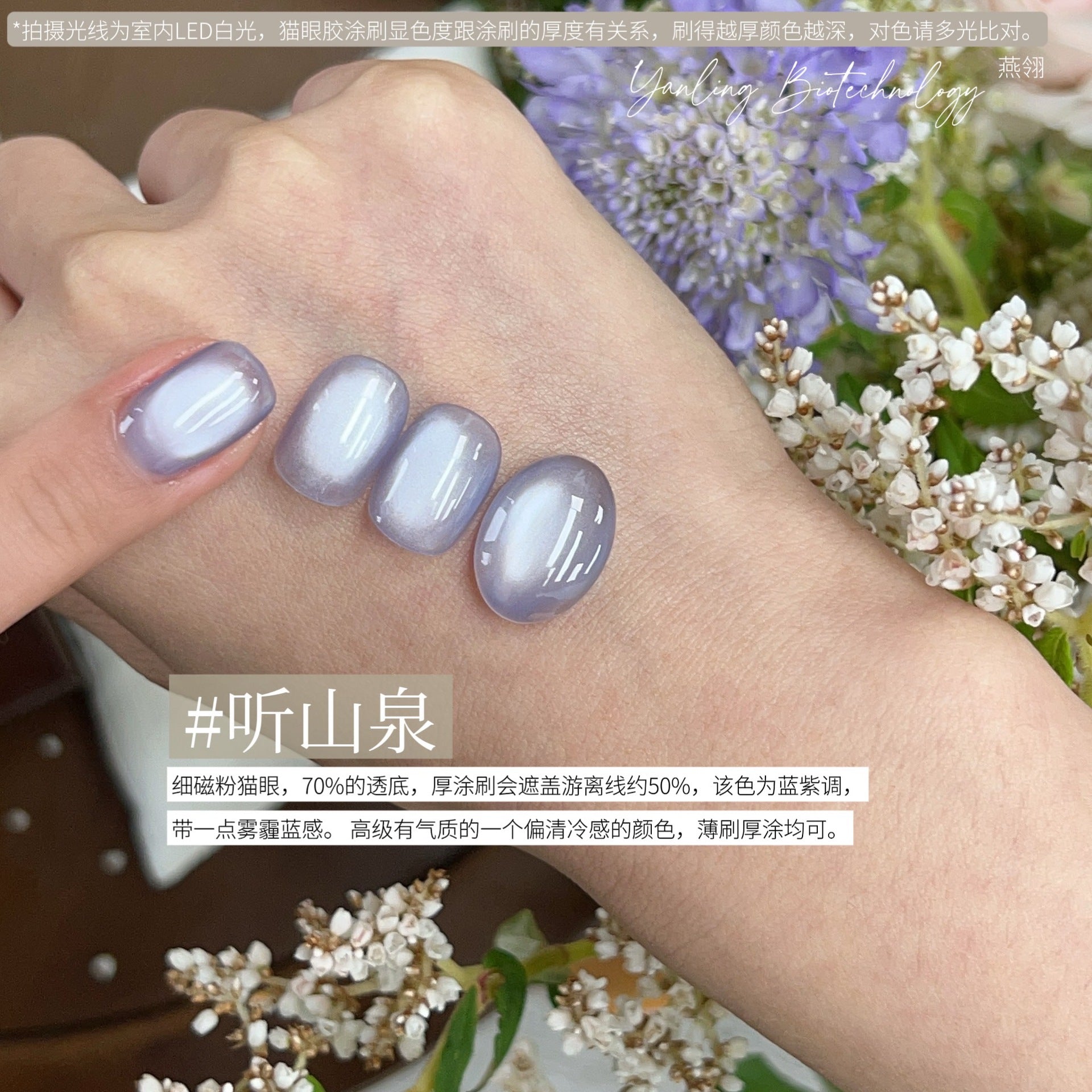 【Yanling / 受注販売(7月中旬前後納期)】Liu Guang Cat Eye Series — Roman Iris Translucent Base Cat Eye, Ultra-Fine Magnetic Powder Cat Eye Gel, Water-Glow Ice-Clear Cat Eye / 流光猫眼系列 / Glass Cat Eye