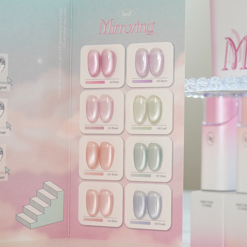 [AtoZ] Mirroring Fine Magnetic Gel 8-piece Set Summer Pedi Nail Art of the Month Magnetic Nail