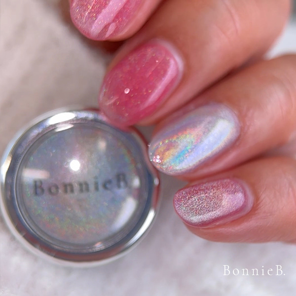 【BonnieB. / 受注販売(8月末前後納期)】Charrr Holographic Magnet & Mirror Powder 2 in 1 | Iridescent Holo Cat Eye & Mirror / 虹色ホログラム　マグネット&ミラーパウダー