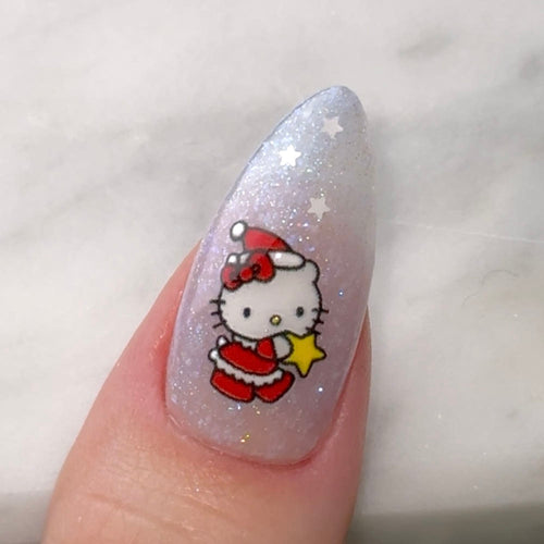 【AURA GLITTER / 受注販売(11月中旬前後納期)】Santa Kitty Nail Stickers Winter Christmas
