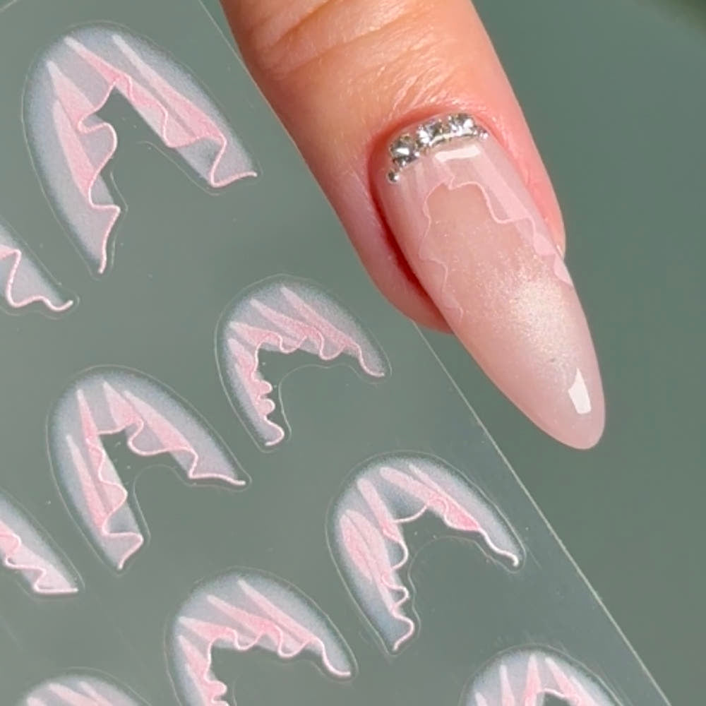 【AURA GLITTER】[Self-made] Wedding Silhouette Nail Sticker Lace Chiffon