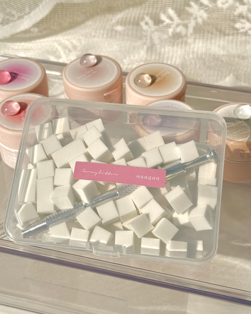 【AURA GLITTER】Easy Picker X Sponge Set Nail Gradient Sponge Tongs