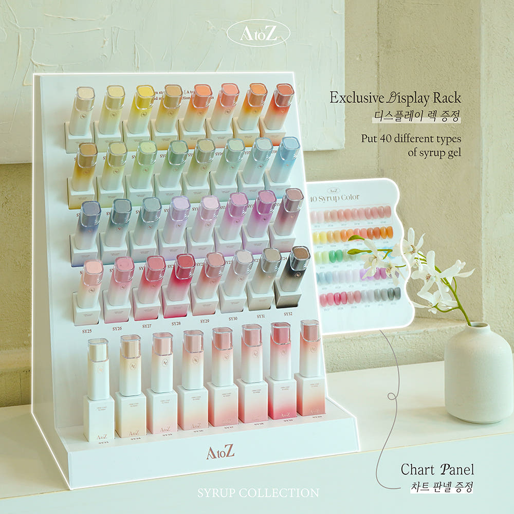 [AtoZ] Syrup Gel 40 Types Open Set Display Rack + Chart Board Included This Month's Art Gel Nail Nail