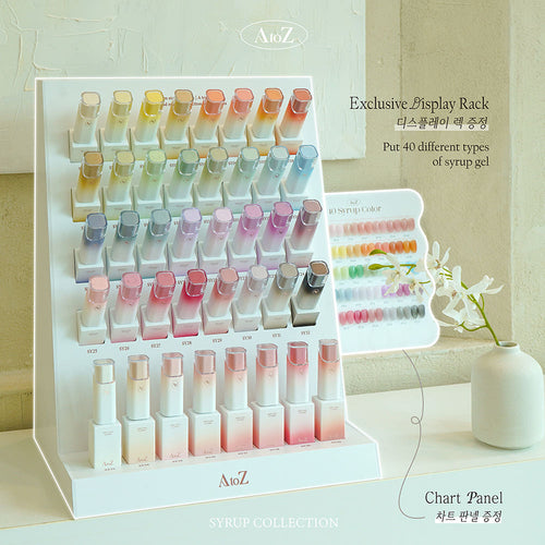 【AtoZ / 受注販売(9月中旬前後納期)】Syrup Gel 40 Types Open Set Display Rack + Chart Board Included This Month's Art Gel Nail