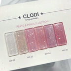White & Pink Glitter Set of 6
