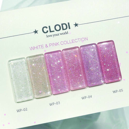 White & Pink Glitter Set of 6