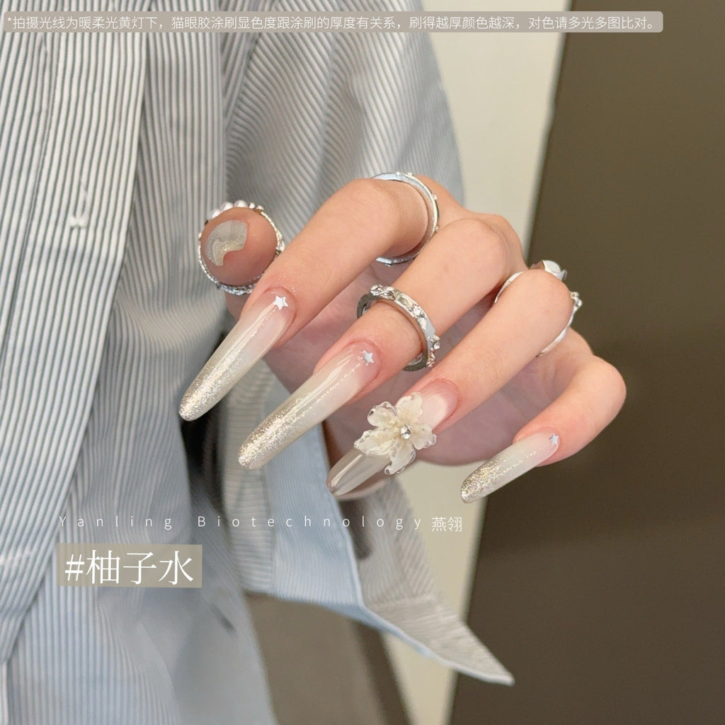 【Yanling / 受注販売(7月中旬前後納期)】Liu Guang Cat Eye Series — Roman Iris Translucent Base Cat Eye, Ultra-Fine Magnetic Powder Cat Eye Gel, Water-Glow Ice-Clear Cat Eye / 流光猫眼系列 / Glass Cat Eye