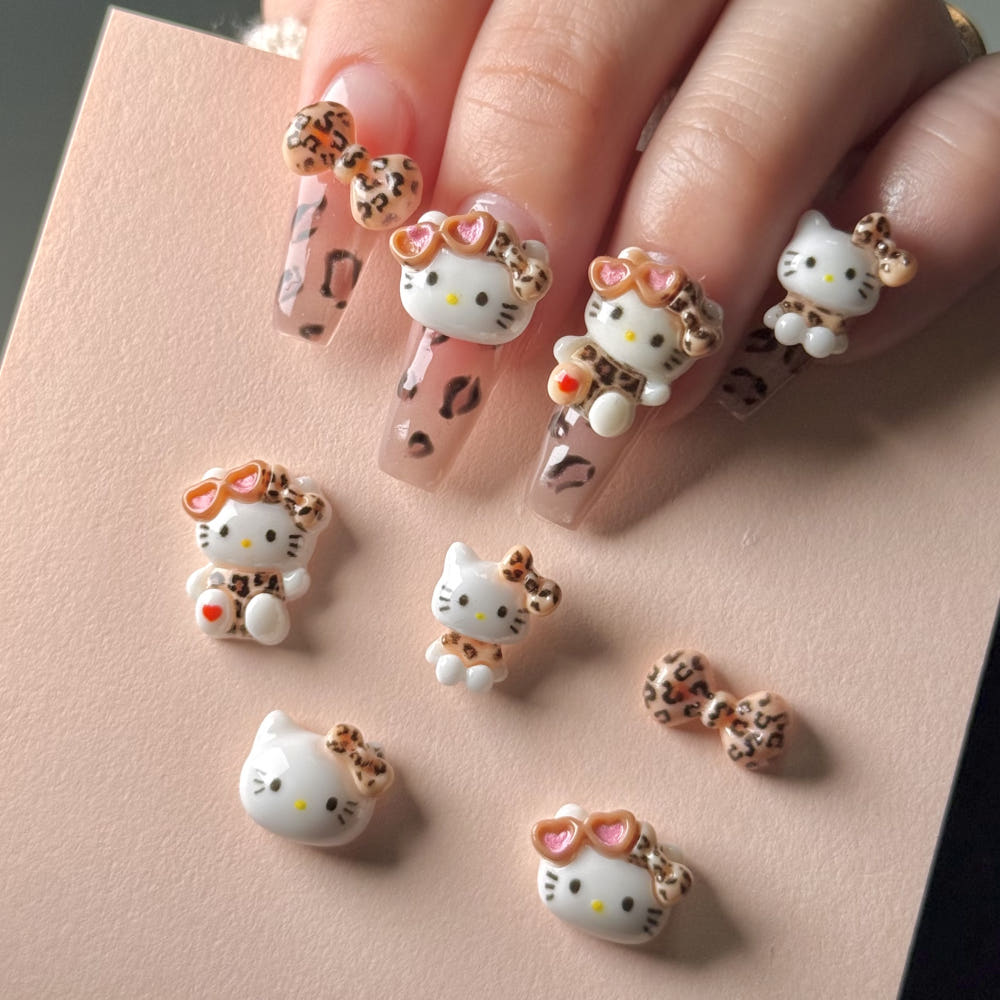 【AURA GLITTER】Leopard Kitty Parts Summer Vacation Self-Nail Art Cat