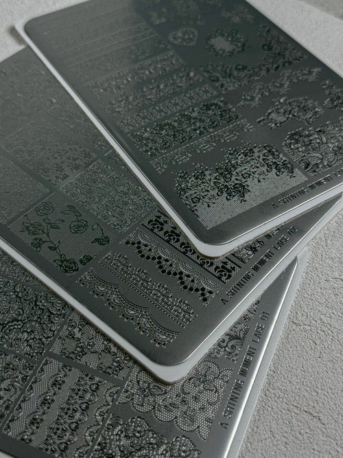 【A.Shining Moment / 受注販売(8月末前後納期)】Shining Lace Plate 3-Piece Set / Stamping Nail Plates, Nail Art