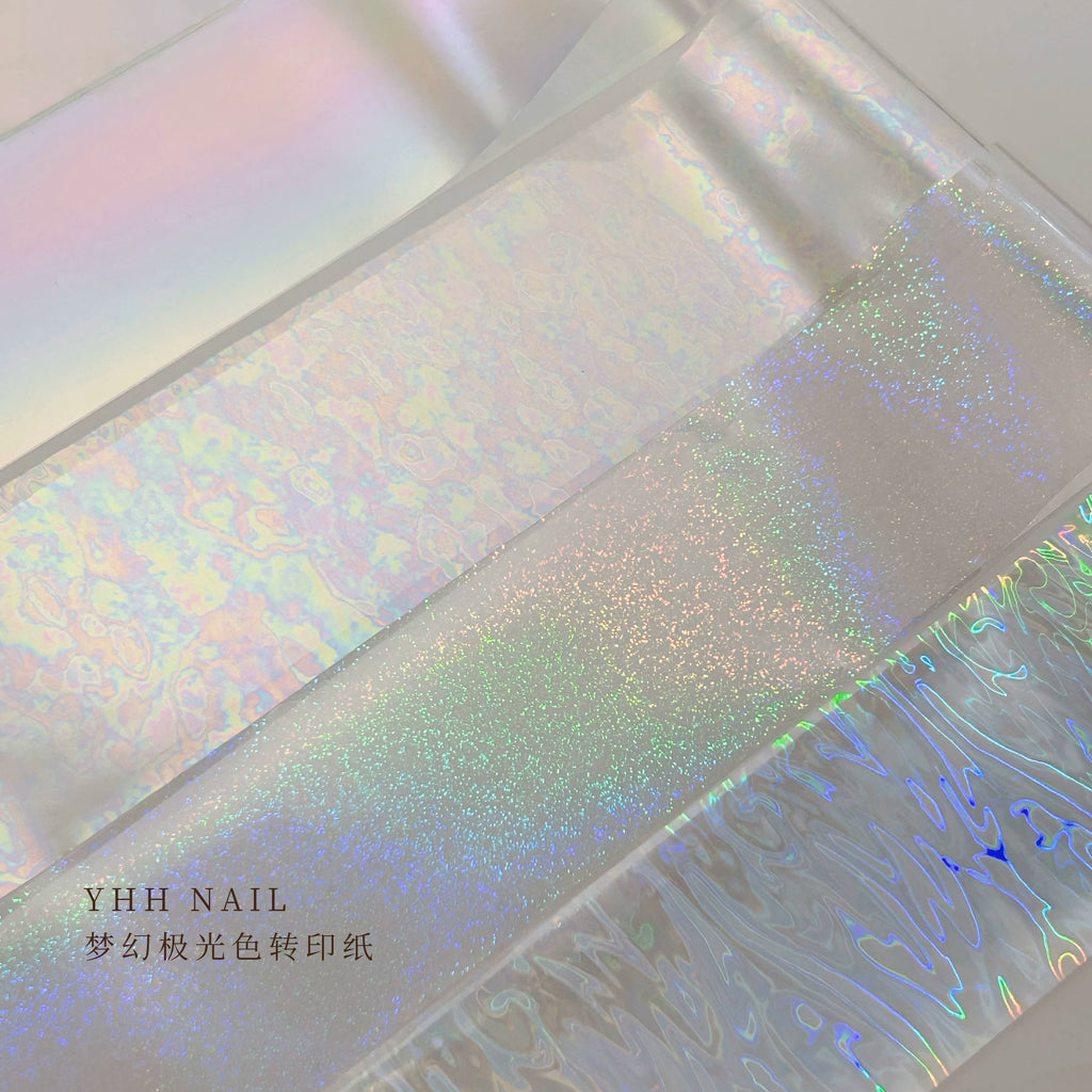 【YHH NAIL / 受注販売(納期未定:要問合せ)】YHH Yinghe Aurora Transfer Paper—Specialized Nail Art Transfer Paper, 6 Dreamy Colors per Box, 50 cm per design / YHH樱禾 极光转印纸 美甲专用转印纸梦幻6色/盒 每款50cm