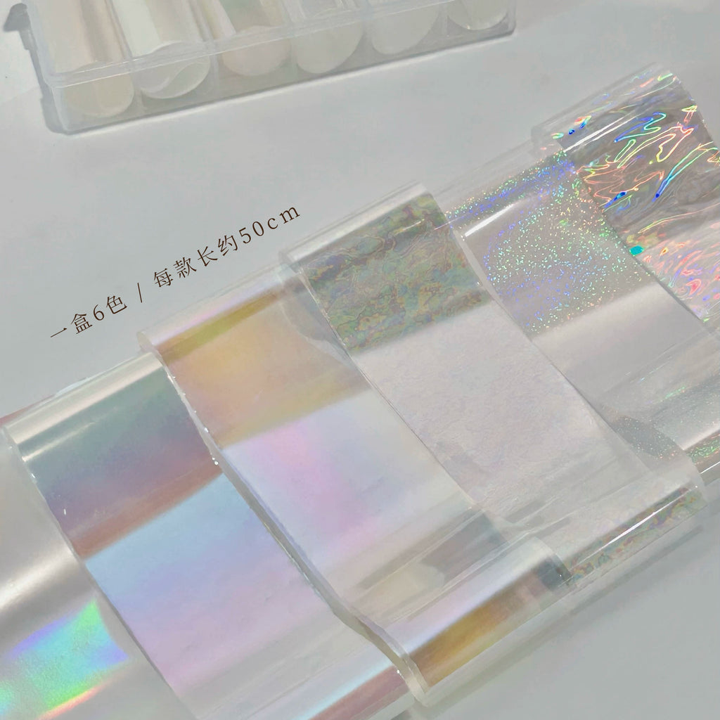 【YHH NAIL / 受注販売(納期未定:要問合せ)】YHH Yinghe Aurora Transfer Paper—Specialized Nail Art Transfer Paper, 6 Dreamy Colors per Box, 50 cm per design / YHH樱禾 极光转印纸 美甲专用转印纸梦幻6色/盒 每款50cm