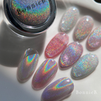 【BonnieB. / 受注販売(9月末前後納期)】Charrr Holographic Magnet & Mirror Powder 2 in 1 | Iridescent Holo Cat Eye & Mirror / 虹色ホログラム　マグネット&ミラーパウダー