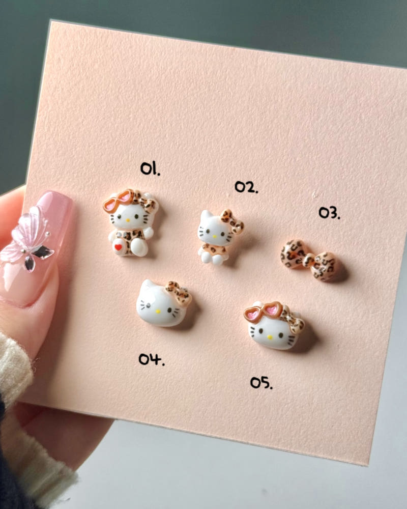 【AURA GLITTER】Leopard Kitty Parts Summer Vacation Self-Nail Art Cat