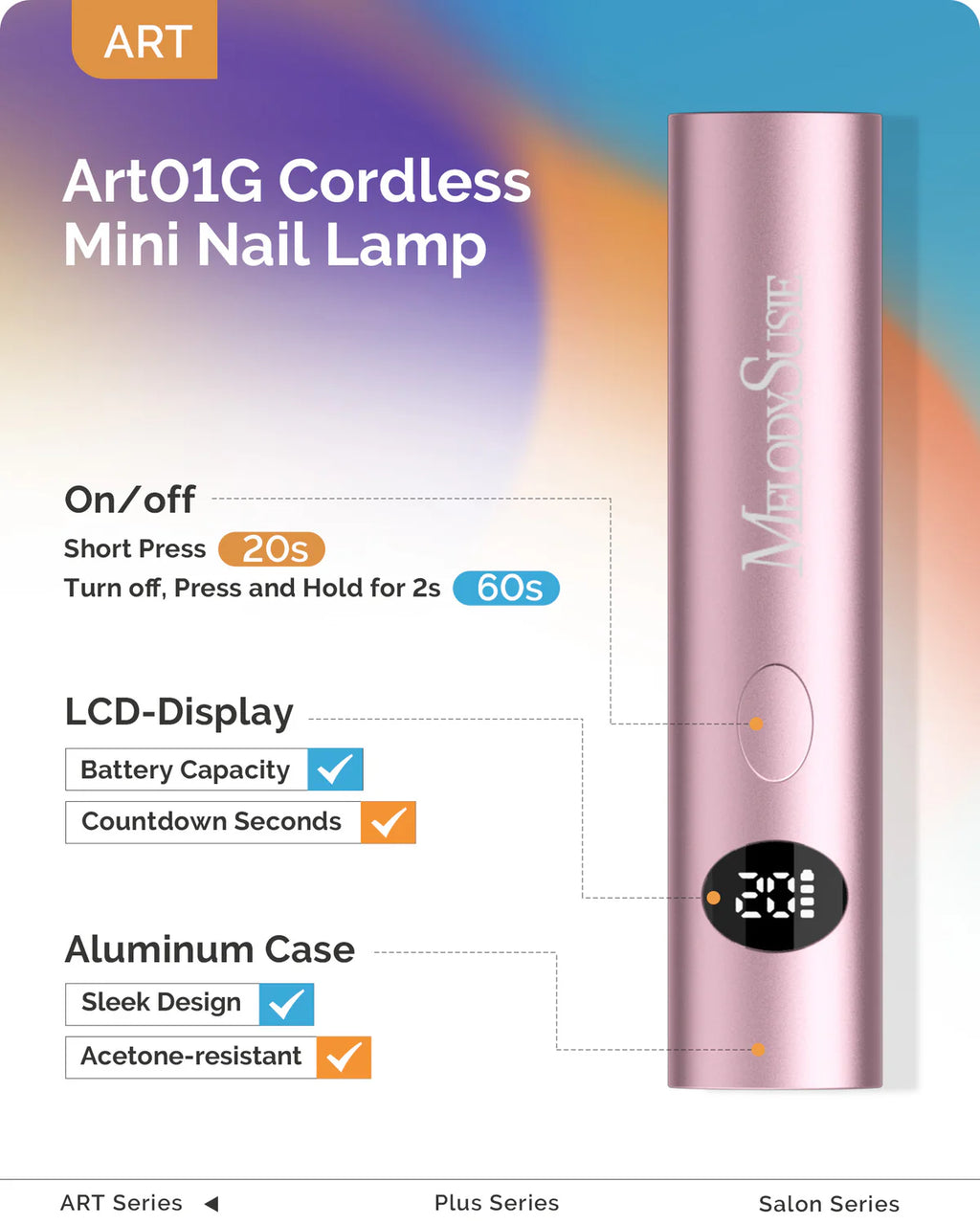 【Melody Susie / 受注販売(8月中旬前後納期)】High-Strength Aluminum Alloy Art01G Rechargeable LED/UV Nail Lamp