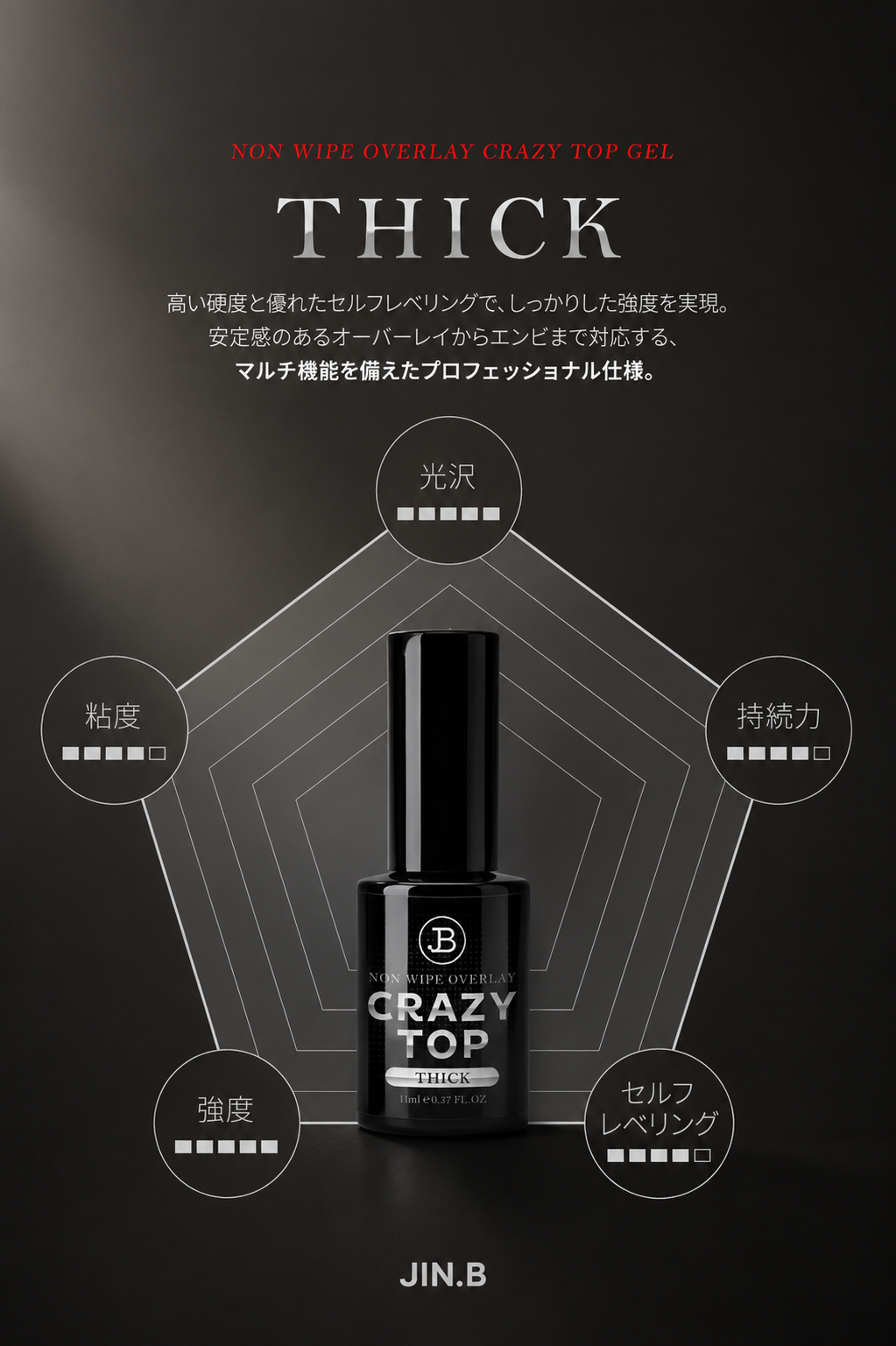 【JIN.B / 受注販売(8月末前後納期)】Crazy Top Gel Bottle Type 11ml
