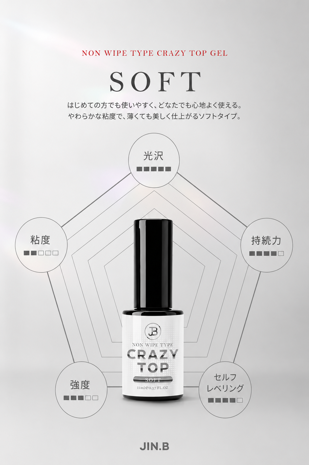 【JIN.B / 受注販売(8月末前後納期)】Crazy Top Gel Bottle Type 11ml
