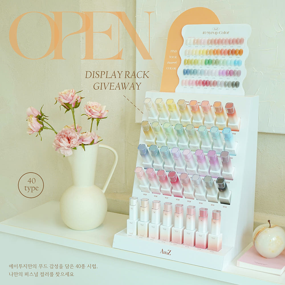 [AtoZ] Syrup Gel 40 Types Open Set Display Rack + Chart Board Included This Month's Art Gel Nail Nail