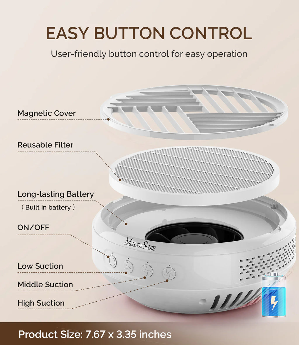 【Melody Susie / 受注販売(6月末前後納期)】SProR Cordless & Rechargeable Nail Dust Collector - White