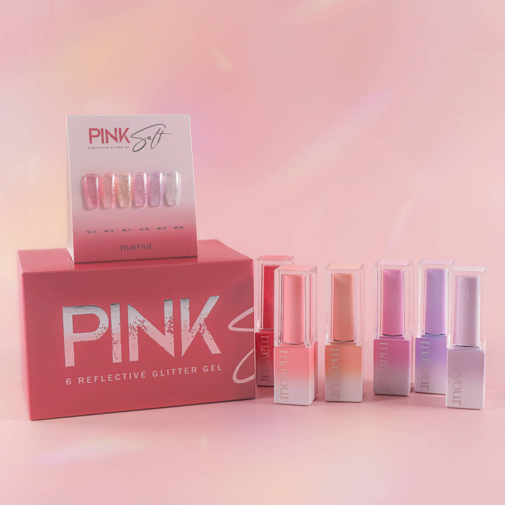 【Mayour】May Your Pink Salt Reflective Glitter Gel 6-piece set