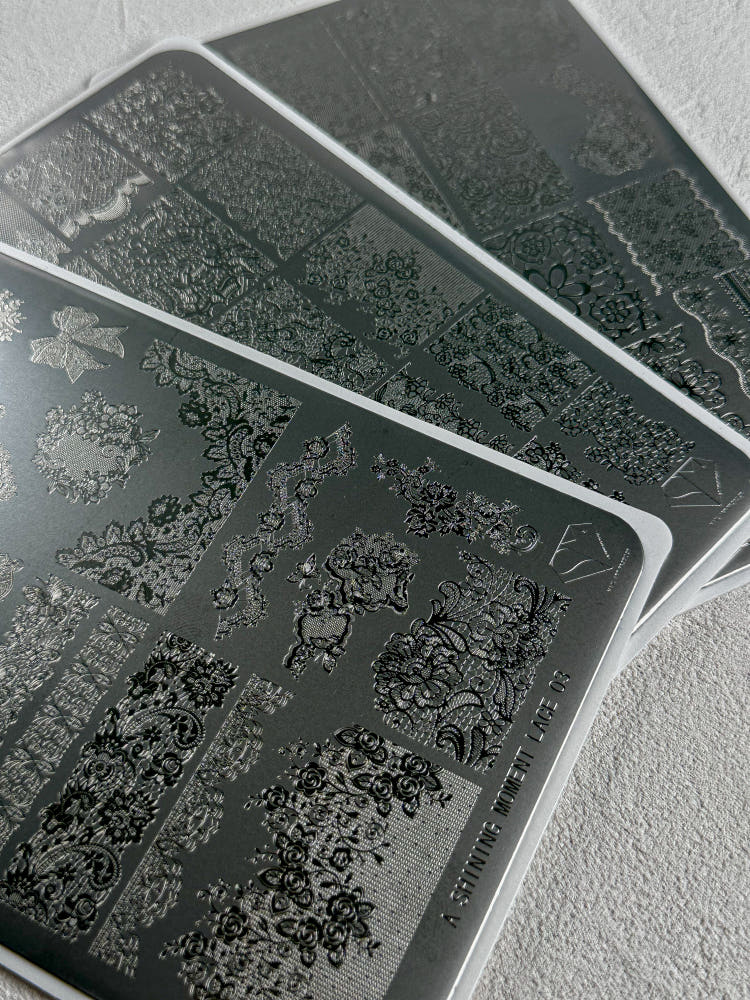 【A.Shining Moment / 受注販売(6月中旬前後納期)】Shining Lace Plate 3-Piece Set / Stamping Nail Plates, Nail Art