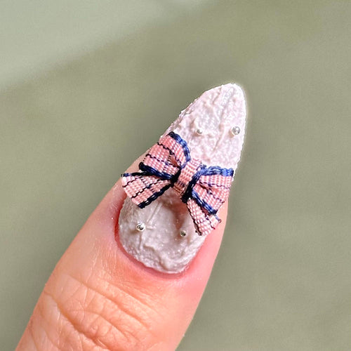 【AURA GLITTER / 受注販売(9月中旬前後納期)】Check Ribbon Nail Parts