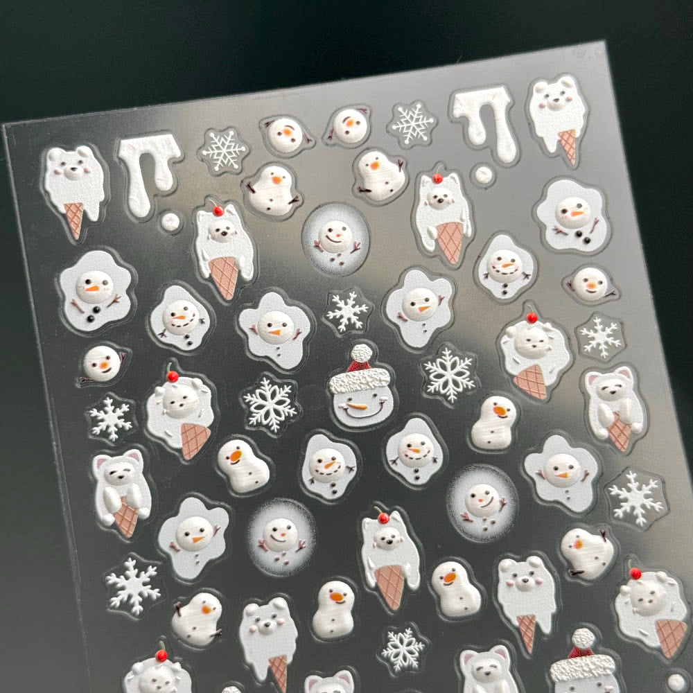 【AURA GLITTER】Ice Cream Snowman Nail Stickers