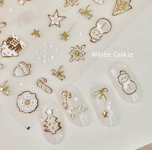 【AURA GLITTER】White Cookie Nail Stickers Christmas Winter