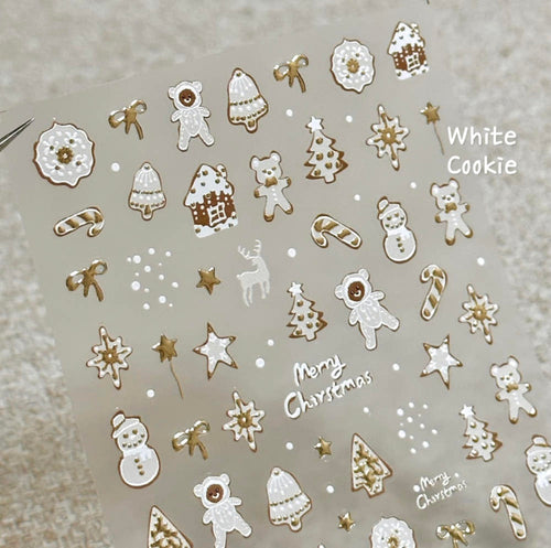 【AURA GLITTER / 受注販売(11月中旬前後納期)】White Cookie Nail Stickers Christmas Winter