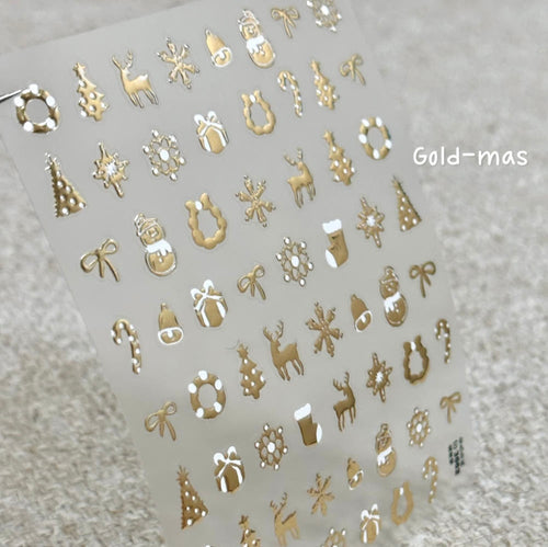 【AURA GLITTER / 受注販売(11月中旬前後納期)】Goldmas Nail Stickers Christmas Winter