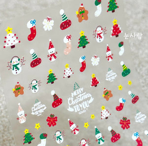 【AURA GLITTER】Snowman Nail Stickers Christmas Winter