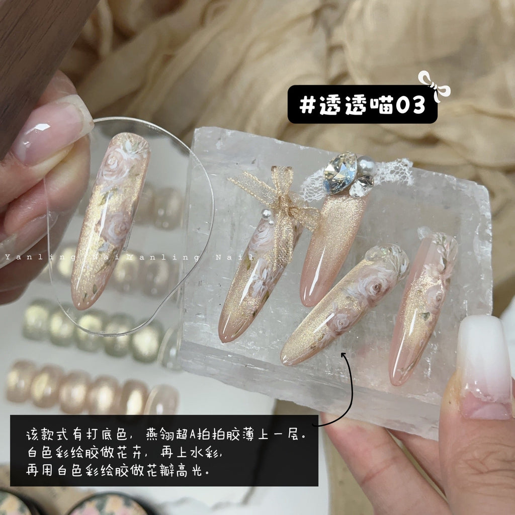 【Yanling / 受注販売(7月中旬前後納期)】Tou Tou Miao Series — Clear, No-Base-Color Cat-Eye / Shimmering Champagne-Gold Cat-Eye / Japanese-Style Jarred Cat-Eye / Glass Cat Eye