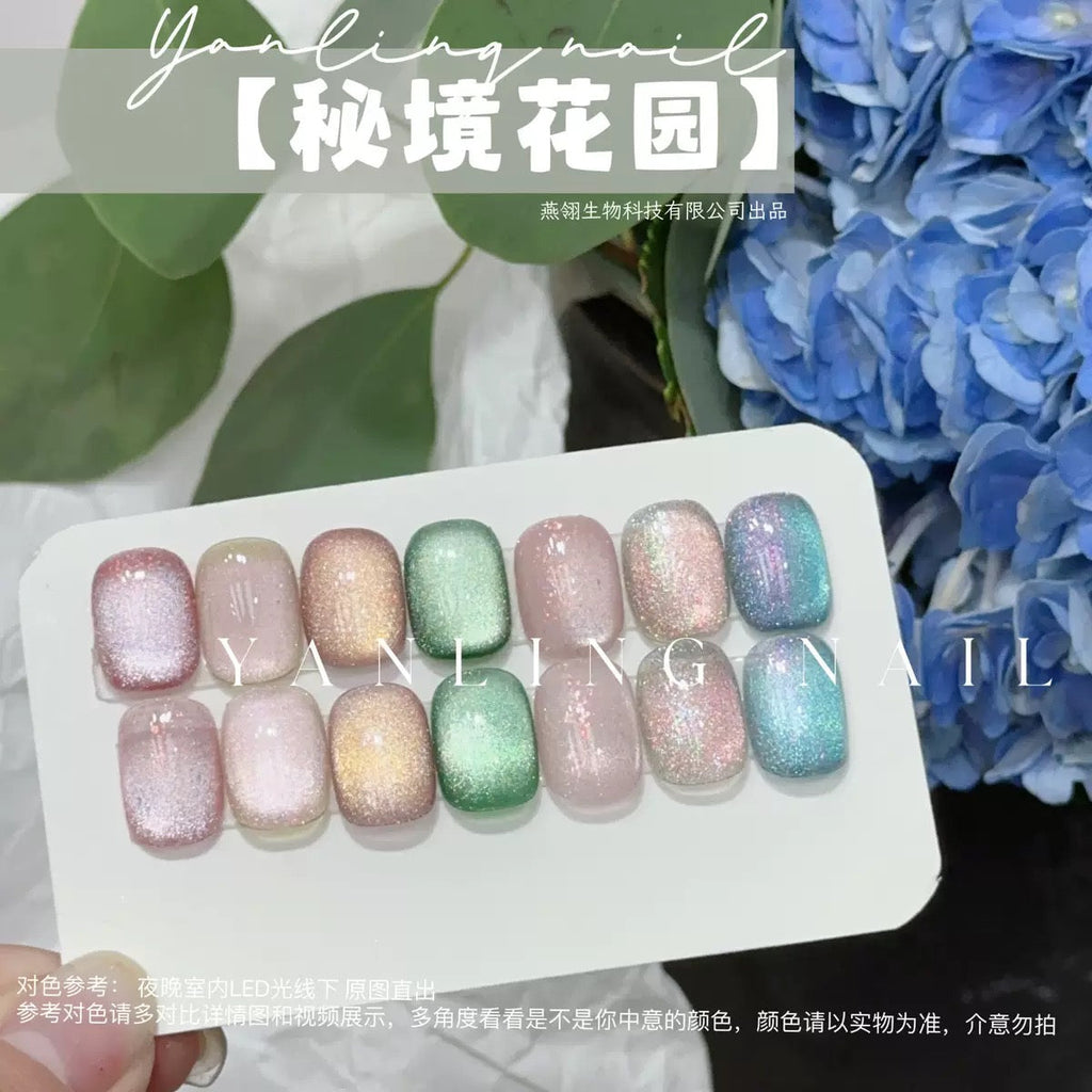 【Yanling / 受注販売(7月中旬前後納期)】Secret Garden' Series — Uninhabited Island Cat-Eye / Sparkling Brocade Cat-Eye Nail Gel / Wide-Beam Cat-Eye Gel Polish / Cay eye-light