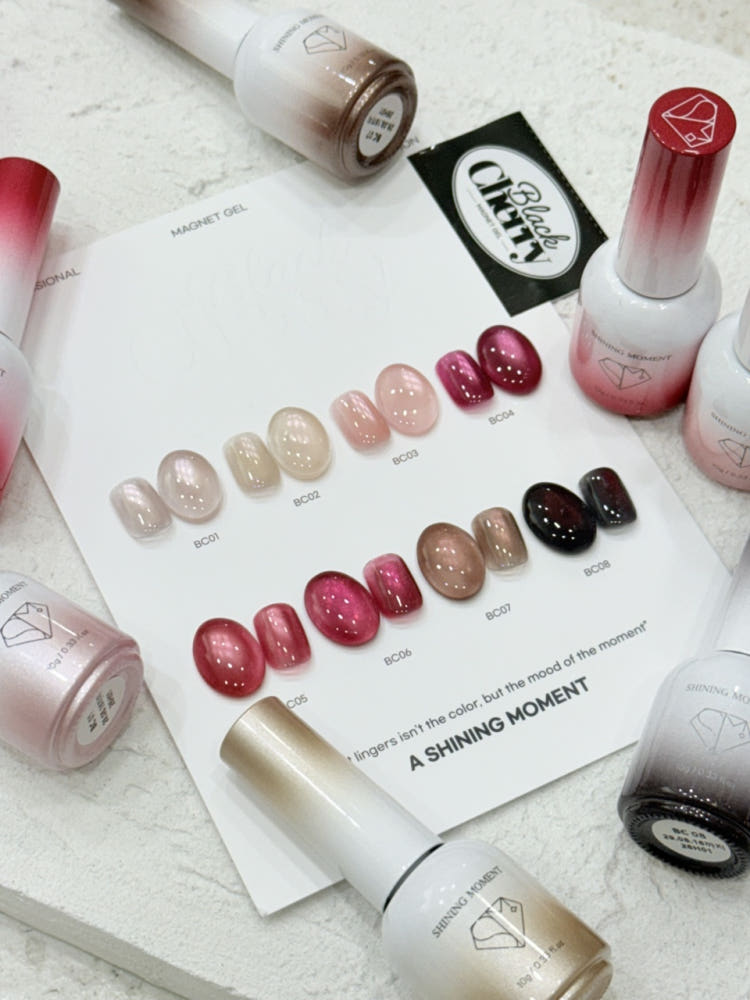 【A.Shining Moment / 30セット限定販売 / 受注販売(9月末前後納期)】Black Cherry 8-Piece Magnetic Gel Magnetic Nails / SET