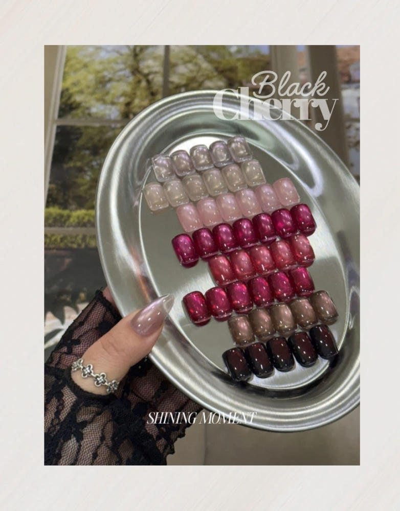 【A.Shining Moment / 30セット限定販売 / 受注販売(9月末前後納期)】Black Cherry 8-Piece Magnetic Gel Magnetic Nails / SET