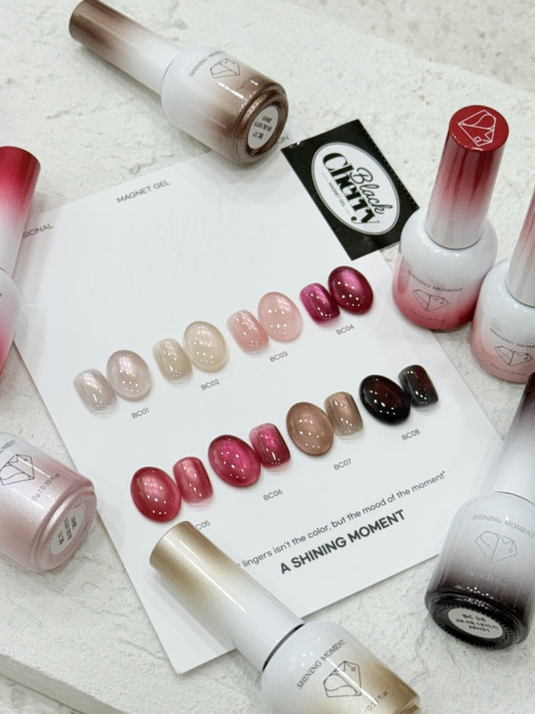 【A.Shining Moment / 30セット限定販売 / 受注販売(9月末前後納期)】Black Cherry 8-Piece Magnetic Gel Magnetic Nails / SET
