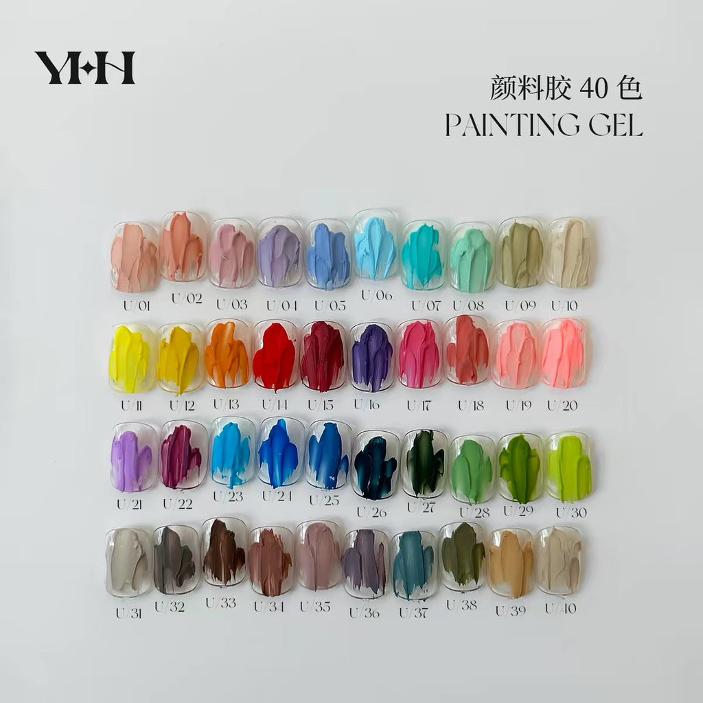 【YHH NAIL / 受注販売(納期未定:要問合せ) / (~1031)】YHH Cherry Blossom Pigment Glue 40 Colors U01-40 No-Wash Texture Oil Paint Glue Texture Effect 2g Can Armor Oil Glue / 颜料胶40色 U01-40 免洗质地油画胶肌理效果2g罐装甲油胶