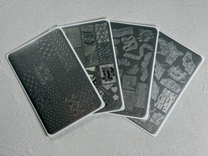 【A.Shining Moment】Shining Denim Plate 4-Piece Set / Plate Nails, Stamping Nails, Nail Art
