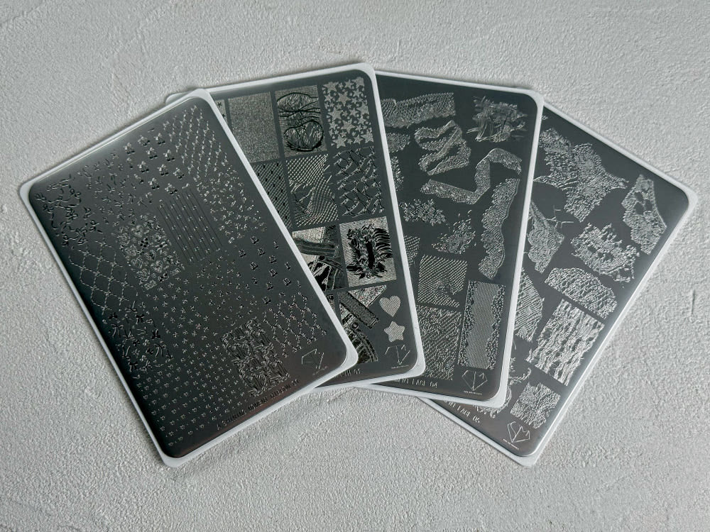 【A.Shining Moment】Shining Denim Plate 4-Piece Set / Plate Nails, Stamping Nails, Nail Art