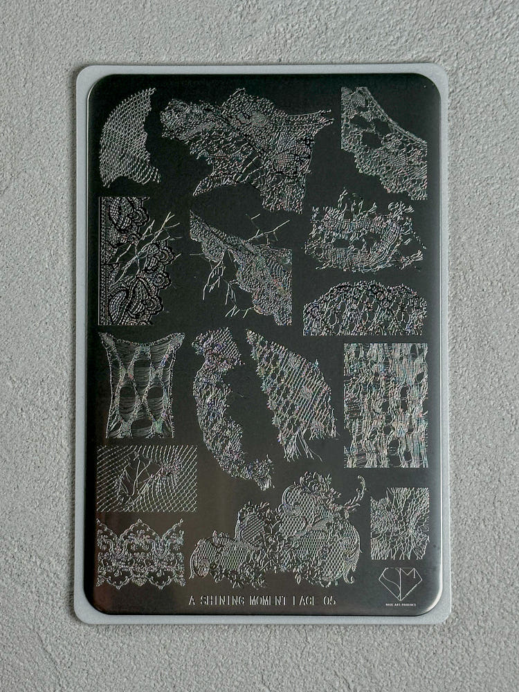 【A.Shining Moment】Shining Denim Plate 4-Piece Set / Plate Nails, Stamping Nails, Nail Art