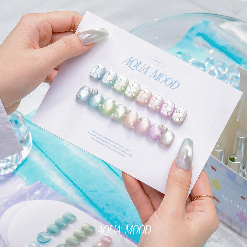 【CATS ME / 受注販売(6月中旬前後納期)】Aqua Mood Magnetic Gel 8-Piece Set Summer Nails Pedicure Nail Supplies