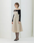 【K.BLANC / 受注販売(10月中旬前後納期)】リボンフレアワンピース RIBBON FLARE ONEPIECE APRON [クリームベージュ]