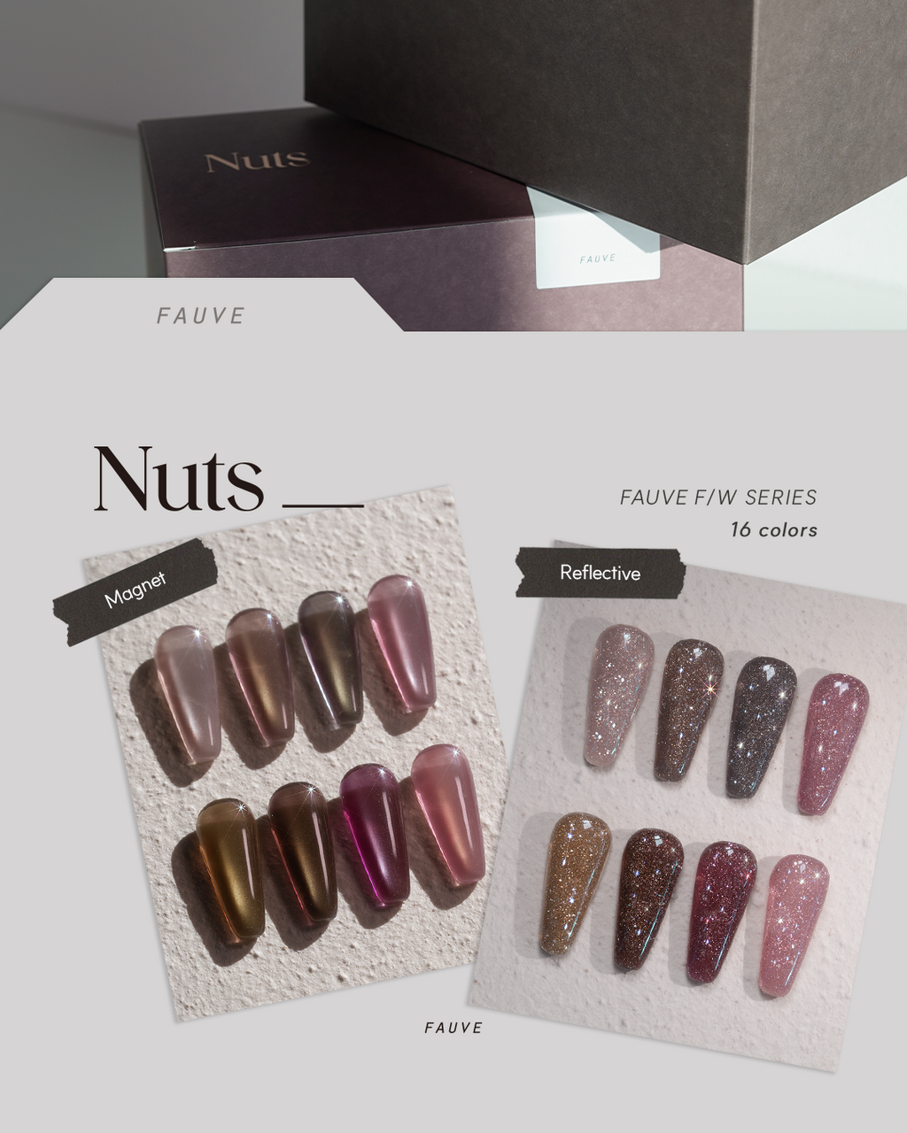 【FAUVE】Nuts: Reflective & Magnet Collection 16-piece set